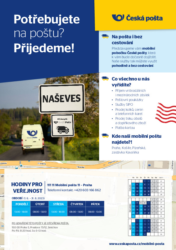 Mobilní pošta na Pětce bude přistavena již od 1. června 1 CP Mobilni posta 11 PRAHA5 PO P%C3%81 plakat A4