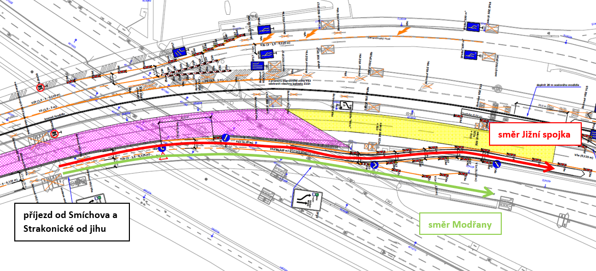 POZOR! NA BARRANDOVSKÉM MOSTĚ DOJDE OD 10. SRPNA KE ZMĚNĚ ŘAZENÍ JÍZDNÍCH PRUHŮ PŘI VÝJEZDU Z CENTRA NA JIŽNÍ SPOJKU 1 Obr%C3%A1zek%C4%8D.1 nov%C3%A9uspo%C5%99%C3%A1d%C3%A1n%C3%ADdopravynav%C3%BDjezduzBMvesm%C4%9BrunaJi%C5%BEn%C3%ADspojku