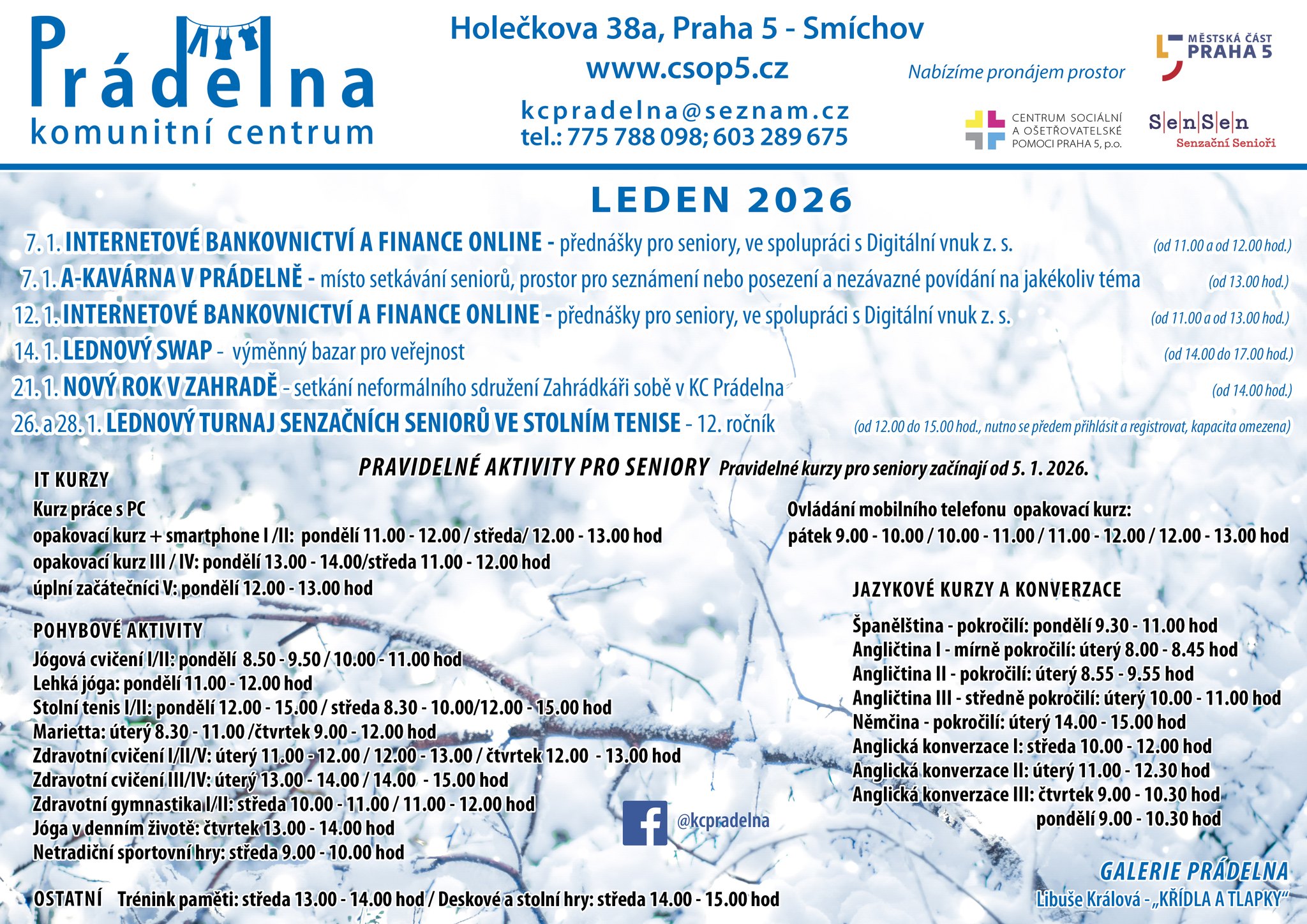 Přijďte na program do komunitních center 3 kc pradelna leden