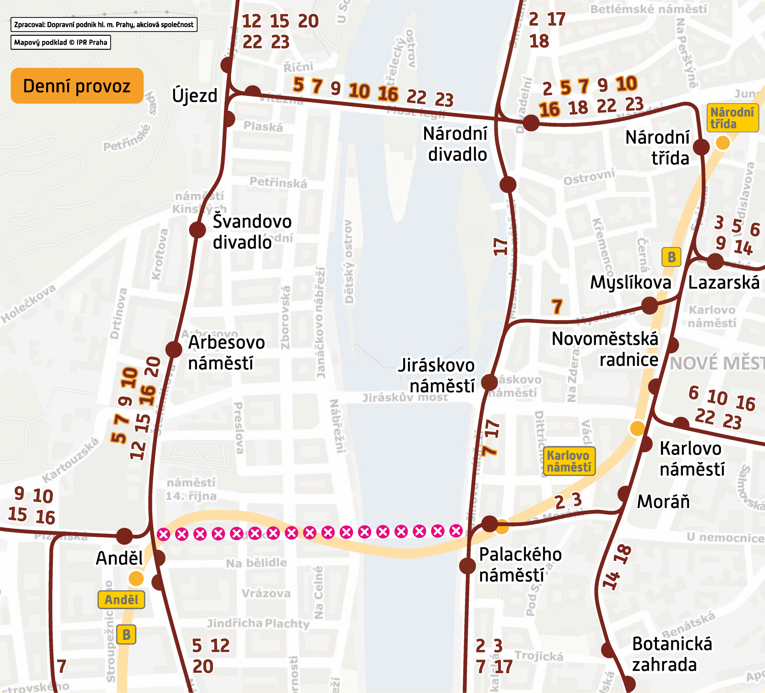 Pozor na výluku tramvají 1 Schema provozu behem opatreni 3 3 4 3 2026 scaled