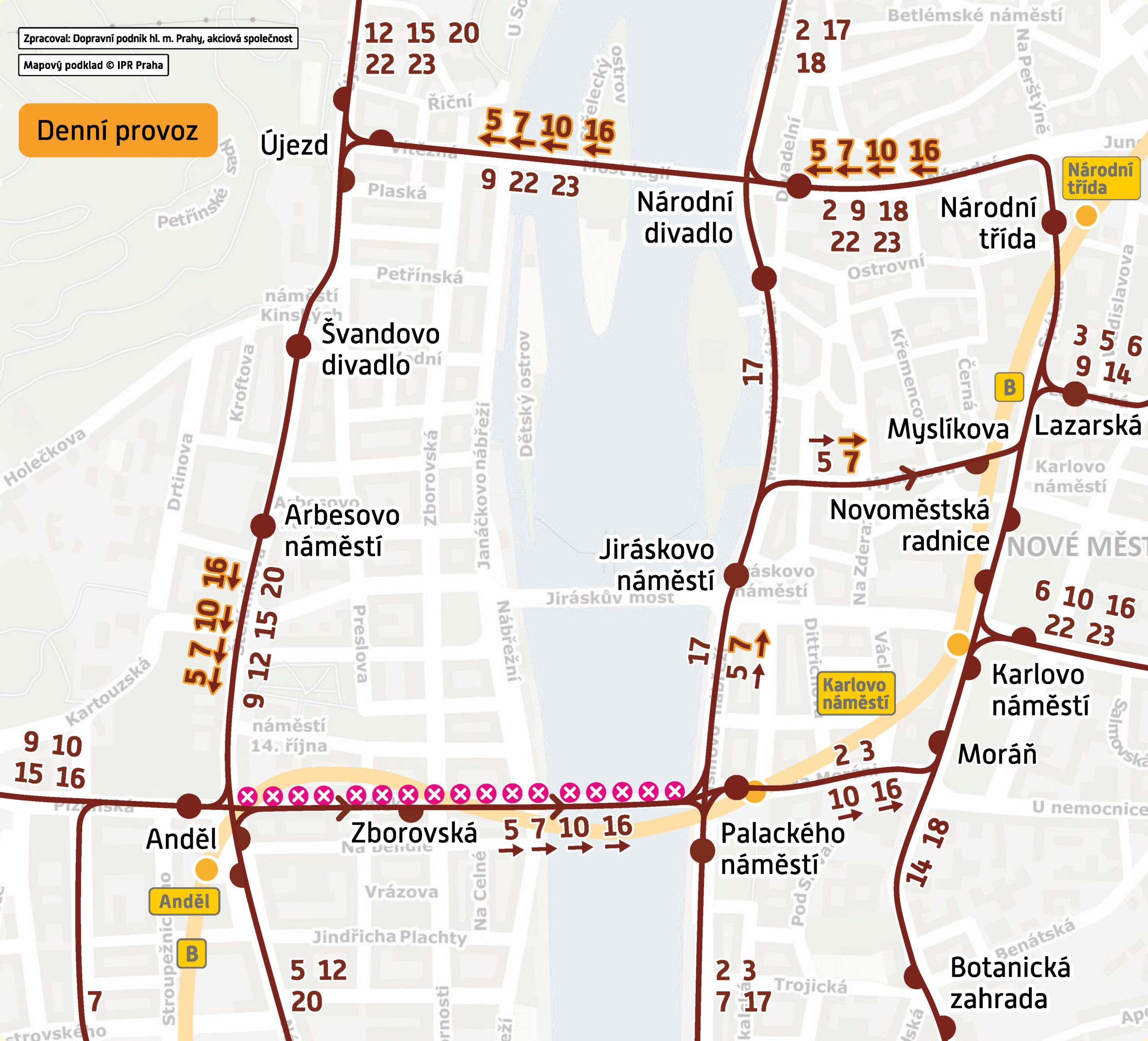 Pozor na výluku tramvají 2 Schema provozu behem opatreni 4 3 6 3 2026 scaled