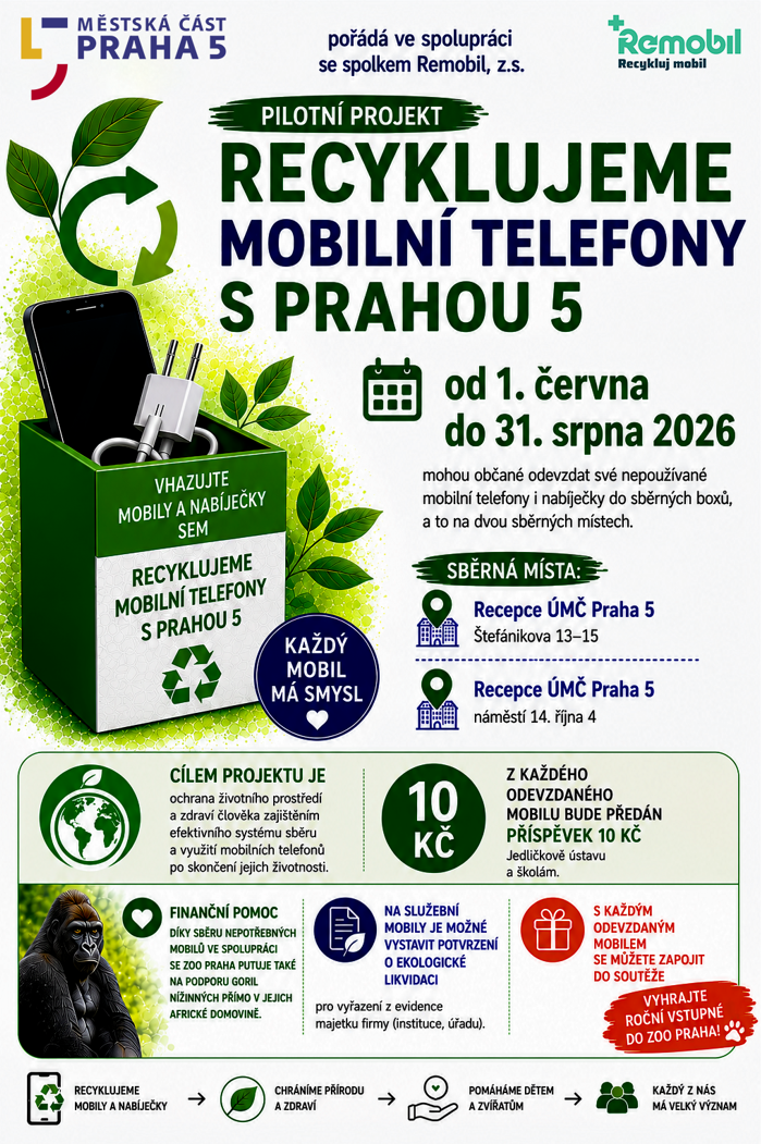 Recyklujeme mobilní telefony s Prahou 5 2 mobily