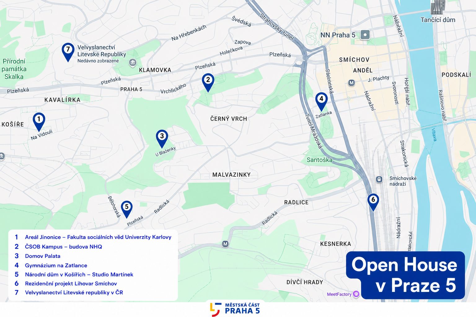 Open House v Praze 5: když architektura mění svou roli 1 open house mapa