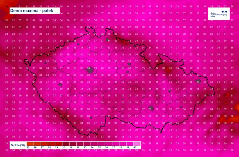 Výstraha meteorologů před silnou zátěží teplem.