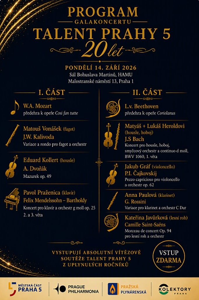 Zveme na galakoncert soutěže Talent Prahy 5 2 Program galakoncert