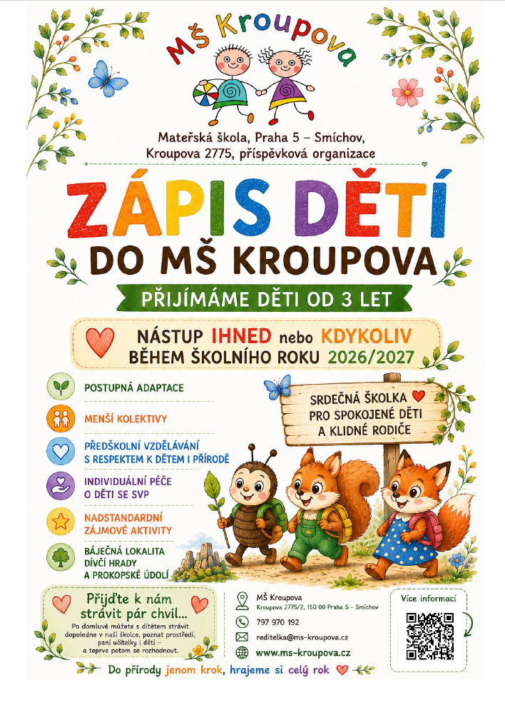 Zápis do MŠ Kroupova 1 ms kroupova